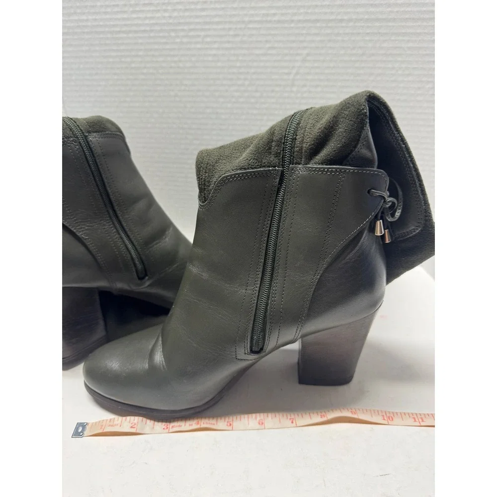 Rudsak Olive Green Leather Over The Knee Boots Made in Italy Size 41 10.5